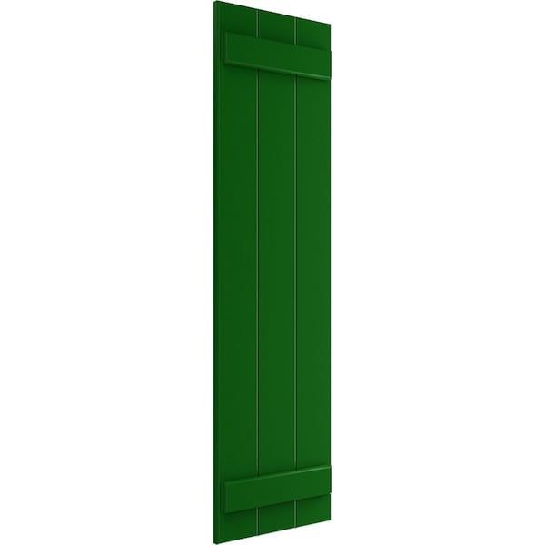 True Fit PVC Three Board Joined Board-n-Batten Shutters, Viridian Green, 16 1/8W X 26H